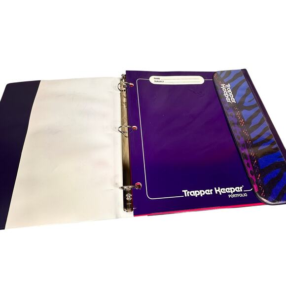 Trapper Keeper - Vintage Retro Style Portfolio Binder Animal Print WITH FOLDERS - Picture 3 of 8